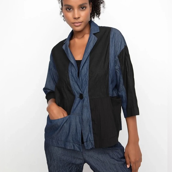 Alembika Ozai N Ku Jacket & Cropped Pants Set NWT Blue Denim Chambray Size XS - Picture 13 of 15